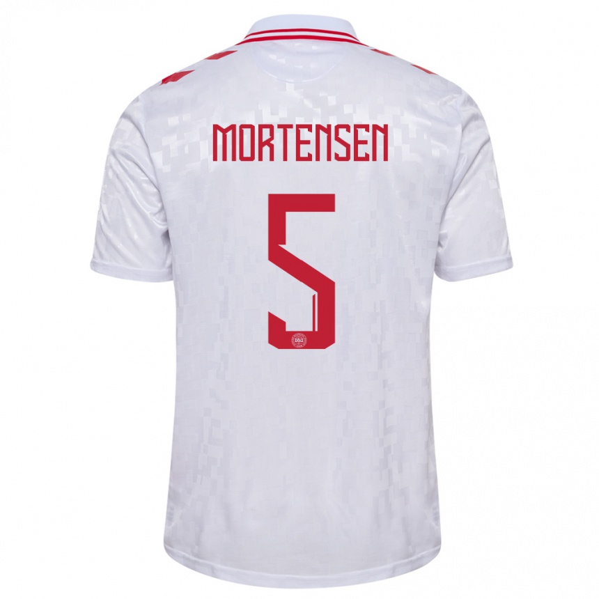 レディースフットボールデンマークグスタフ・モーテンセン#5白アウェイシャツ24-26ジャージーユニフォーム