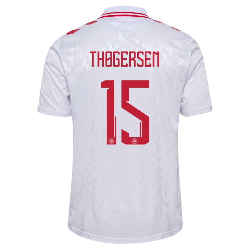 レディースフットボールデンマークフレデリッケ・トーゲルセン#15白アウェイシャツ24-26ジャージーユニフォーム