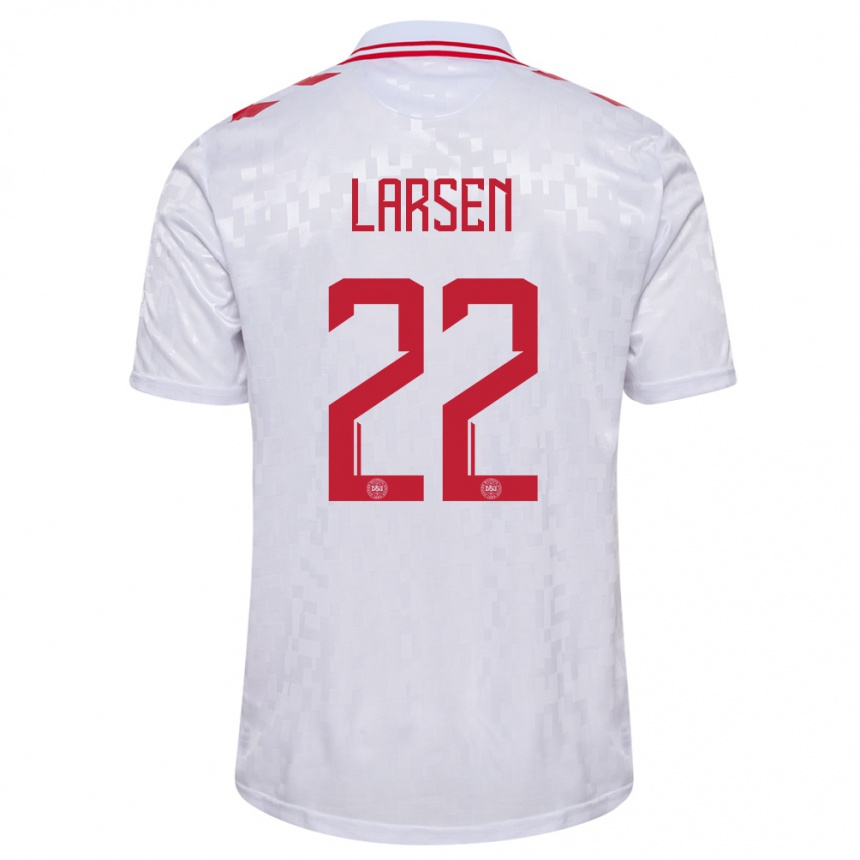 レディースフットボールデンマークキャサリン・ラーセン#22白アウェイシャツ24-26ジャージーユニフォーム