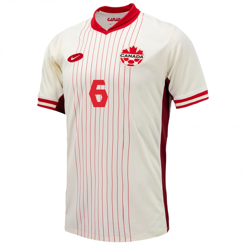 レディースフットボールカナダラザル・ステファノヴィック#6白アウェイシャツ24-26ジャージーユニフォーム