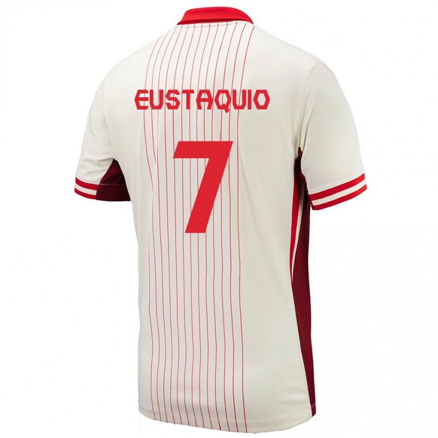 レディースフットボールカナダステファン・エウスタキオ#7白アウェイシャツ24-26ジャージーユニフォーム