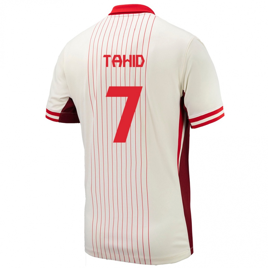 レディースフットボールカナダTaryck Tahid#7白アウェイシャツ24-26ジャージーユニフォーム