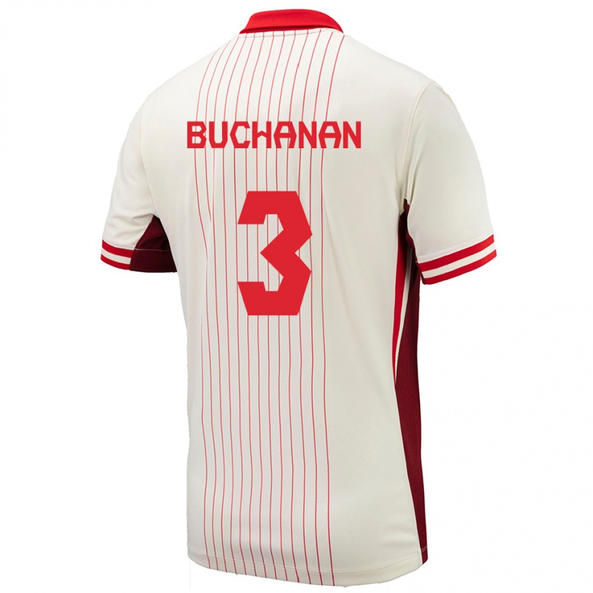 レディースフットボールカナダカデイシャ・ブキャナン#3白アウェイシャツ24-26ジャージーユニフォーム