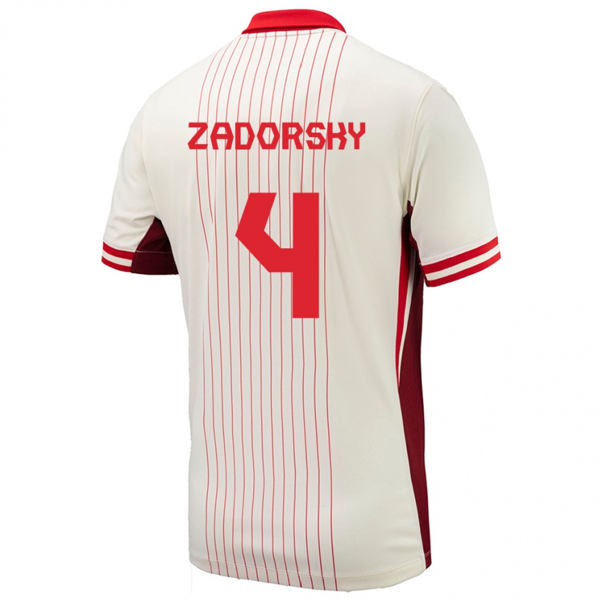 レディースフットボールカナダシェリナ・ザドルスキー#4白アウェイシャツ24-26ジャージーユニフォーム