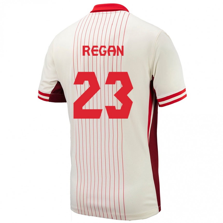 レディースフットボールカナダエマ・リーガン#23白アウェイシャツ24-26ジャージーユニフォーム