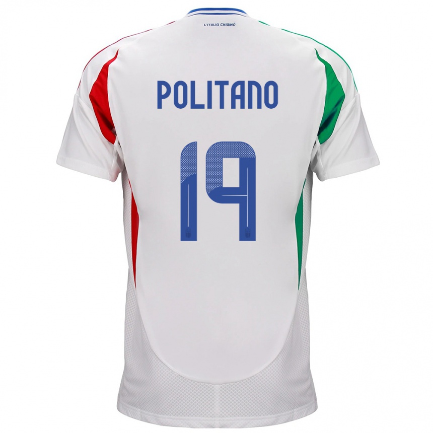レディースフットボールイタリアマッテオ・ポリターノ#19白アウェイシャツ24-26ジャージーユニフォーム