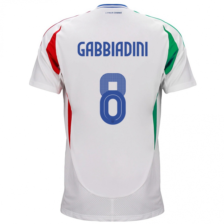 レディースフットボールイタリアメラニア・ガッビアディーニ#8白アウェイシャツ24-26ジャージーユニフォーム
