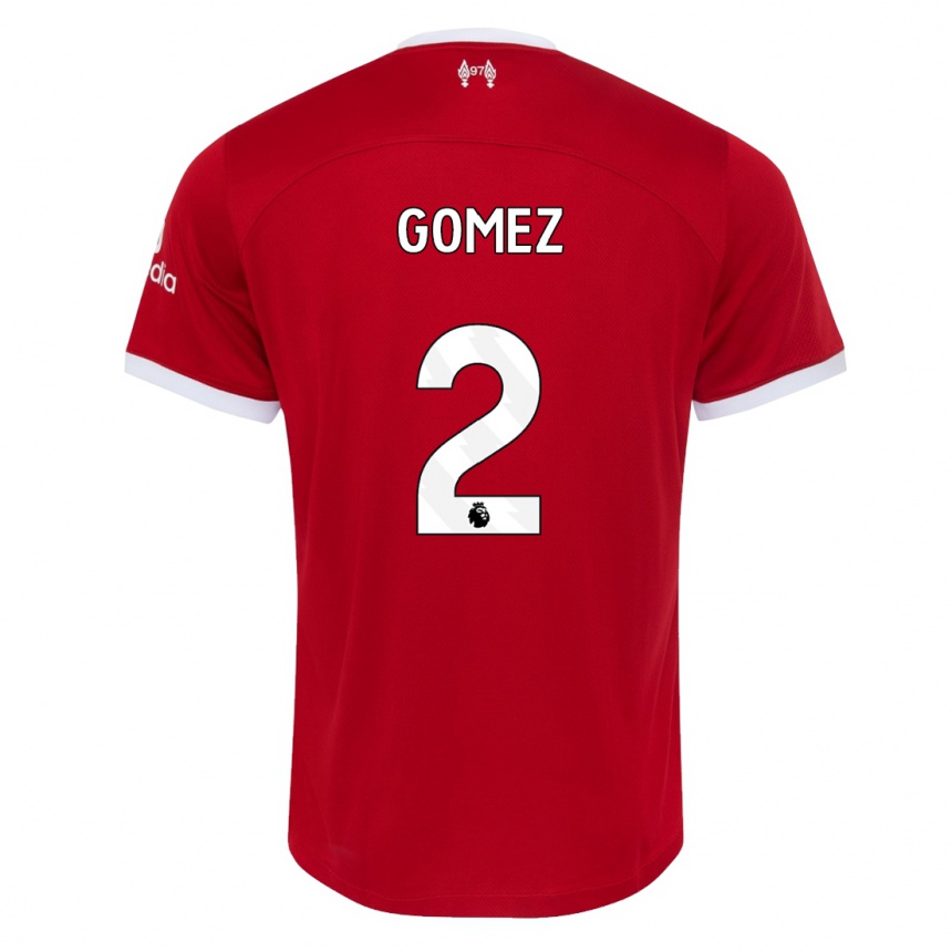 キッズフットボールジョー・ゴメス#2赤ホームシャツ2023/24ジャージーユニフォーム