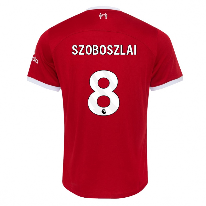 キッズフットボールソボスライ・ドミニク#8赤ホームシャツ2023/24ジャージーユニフォーム