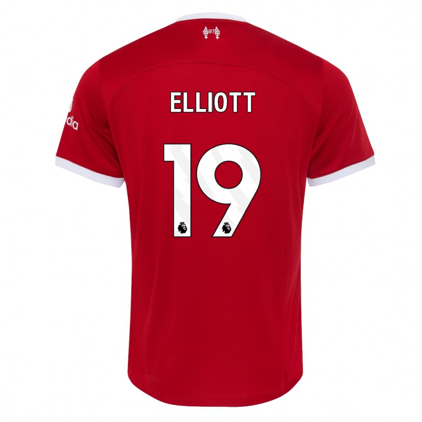 キッズフットボールハーヴェイ・エリオット#19赤ホームシャツ2023/24ジャージーユニフォーム