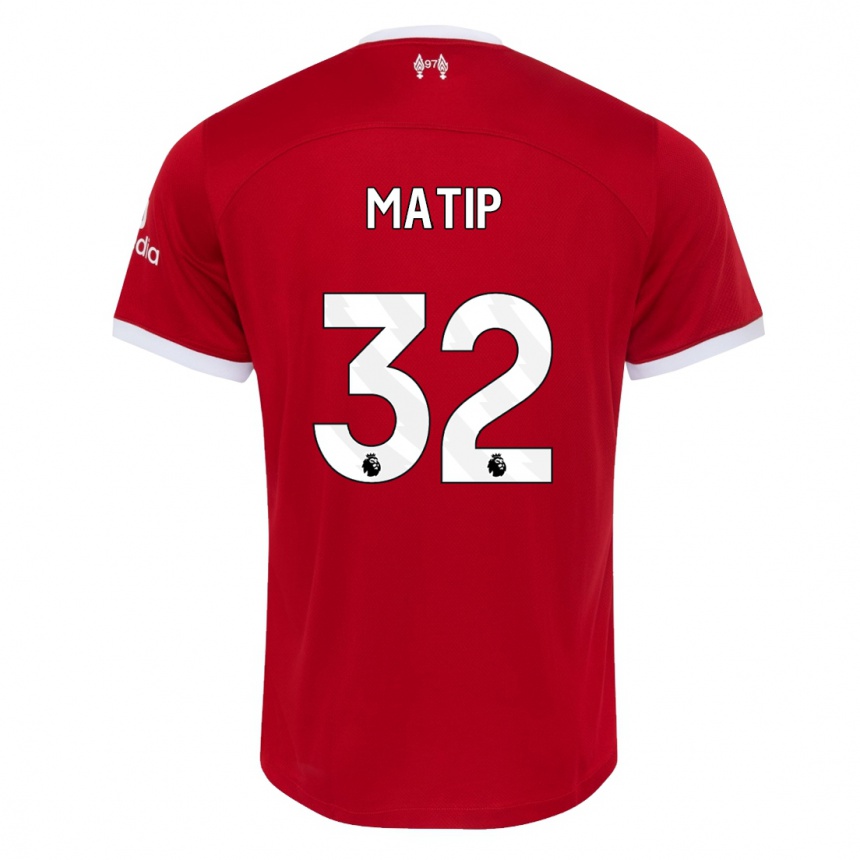 キッズフットボールジョエル・マティプ#32赤ホームシャツ2023/24ジャージーユニフォーム