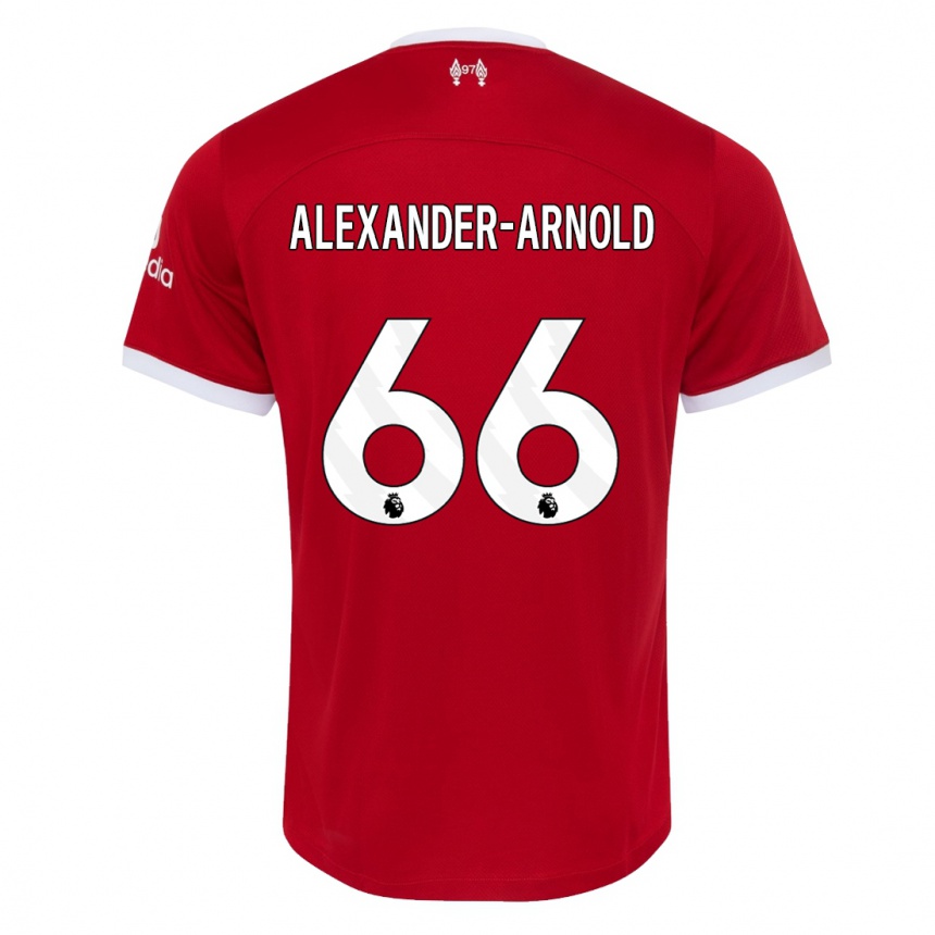 キッズフットボールトレント・アレクサンダー＝アーノルド#66赤ホームシャツ2023/24ジャージーユニフォーム
