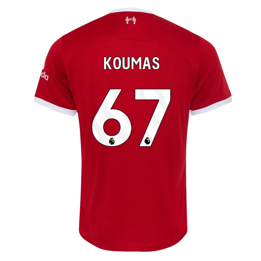 キッズフットボールルイス・クーマス#67赤ホームシャツ2023/24ジャージーユニフォーム