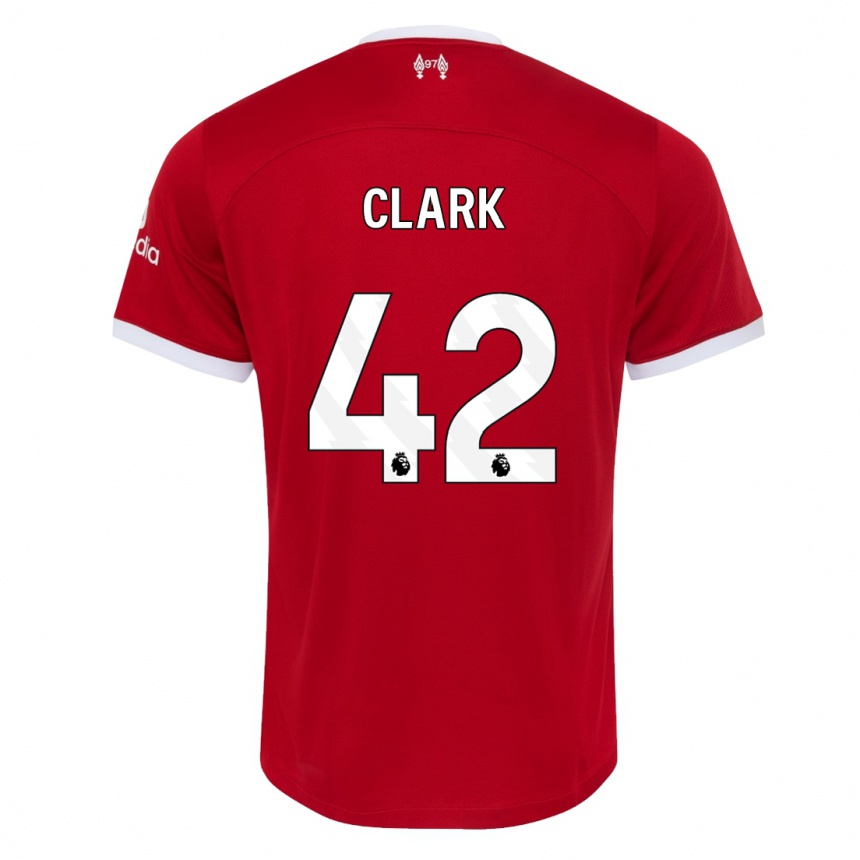 キッズフットボールボビー・クラーク#42赤ホームシャツ2023/24ジャージーユニフォーム