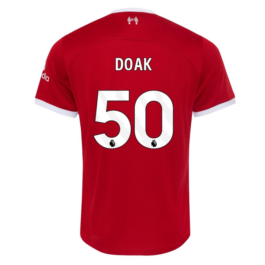 キッズフットボールベン・ドーク#50赤ホームシャツ2023/24ジャージーユニフォーム