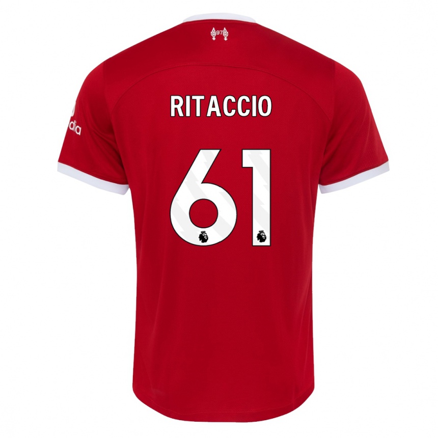 キッズフットボールマッテオ・リタッチョ#61赤ホームシャツ2023/24ジャージーユニフォーム