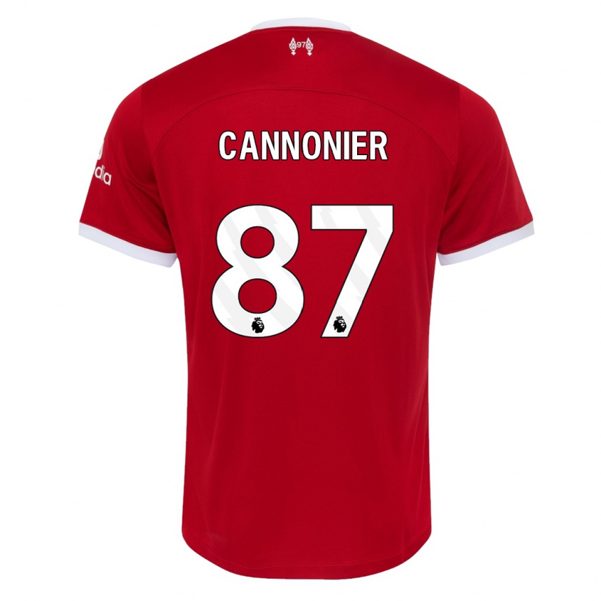 キッズフットボールオークリー・ウィリアム・キャノニア#87赤ホームシャツ2023/24ジャージーユニフォーム