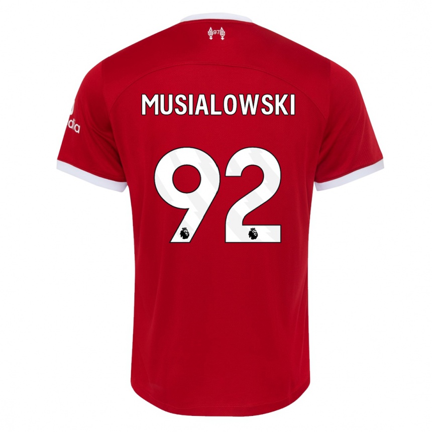 キッズフットボールマテウシュ・ムシャウォフスキ#92赤ホームシャツ2023/24ジャージーユニフォーム