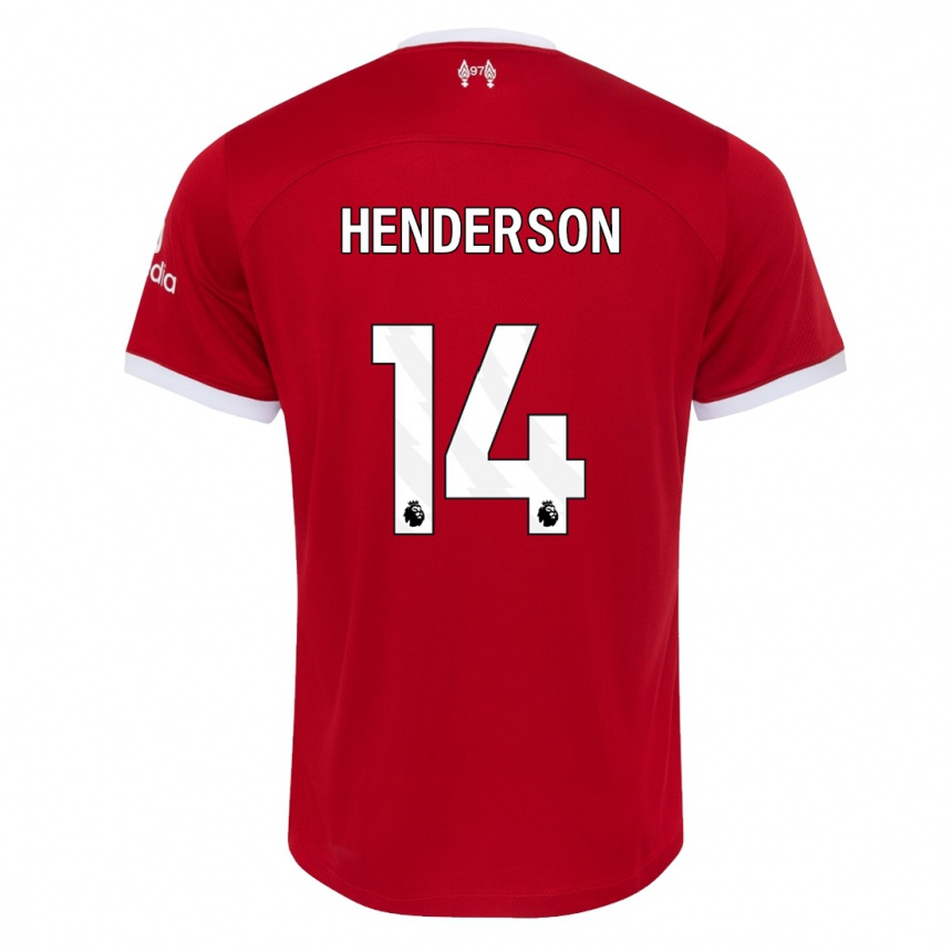 キッズフットボールヘンダーソン#14赤ホームシャツ2023/24ジャージーユニフォーム