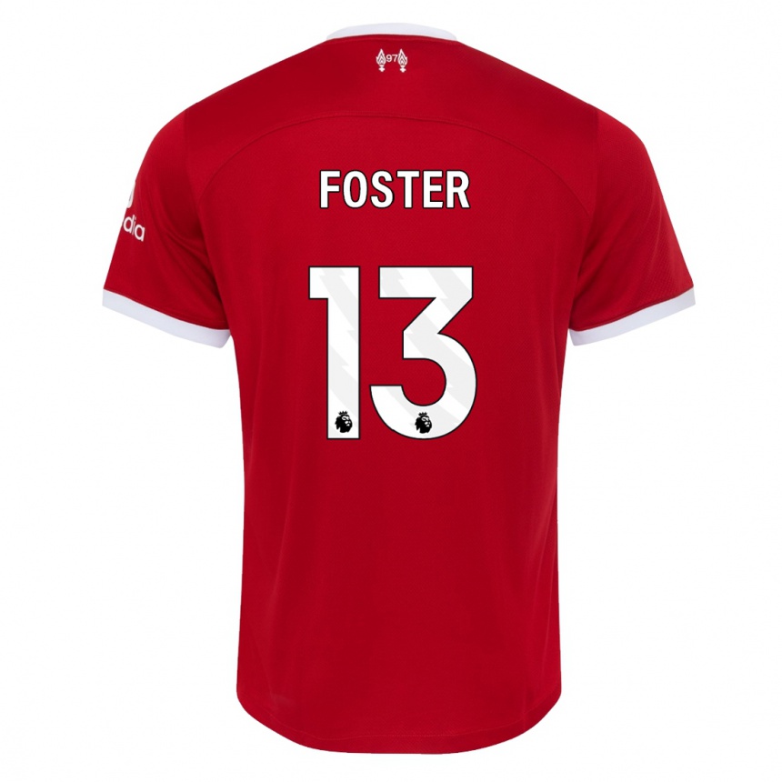 キッズフットボールライリー・フォスター#13赤ホームシャツ2023/24ジャージーユニフォーム