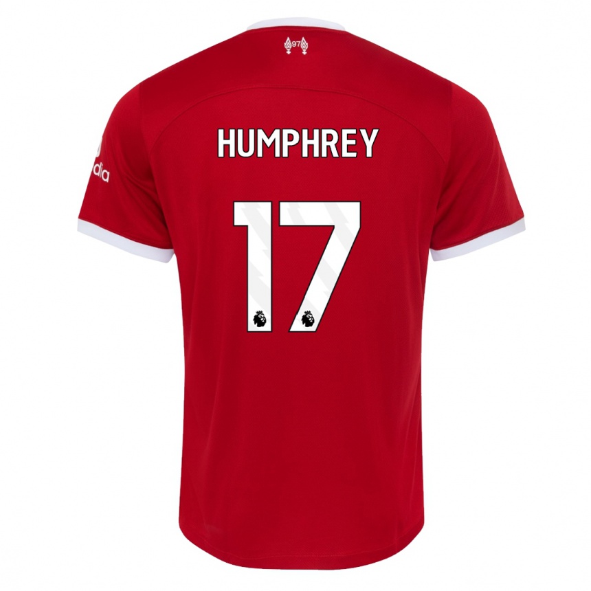 キッズフットボールカーラ・ハンフリー#17赤ホームシャツ2023/24ジャージーユニフォーム