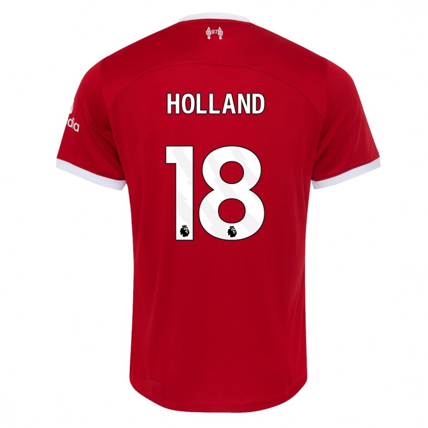キッズフットボールセリ・ホランド#18赤ホームシャツ2023/24ジャージーユニフォーム