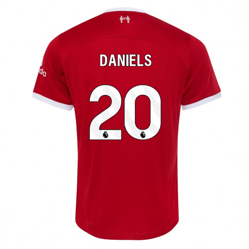 キッズフットボールヤナ・ダニエルズ#20赤ホームシャツ2023/24ジャージーユニフォーム