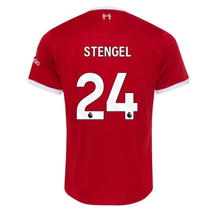 キッズフットボールケイティ・ステンゲル#24赤ホームシャツ2023/24ジャージーユニフォーム