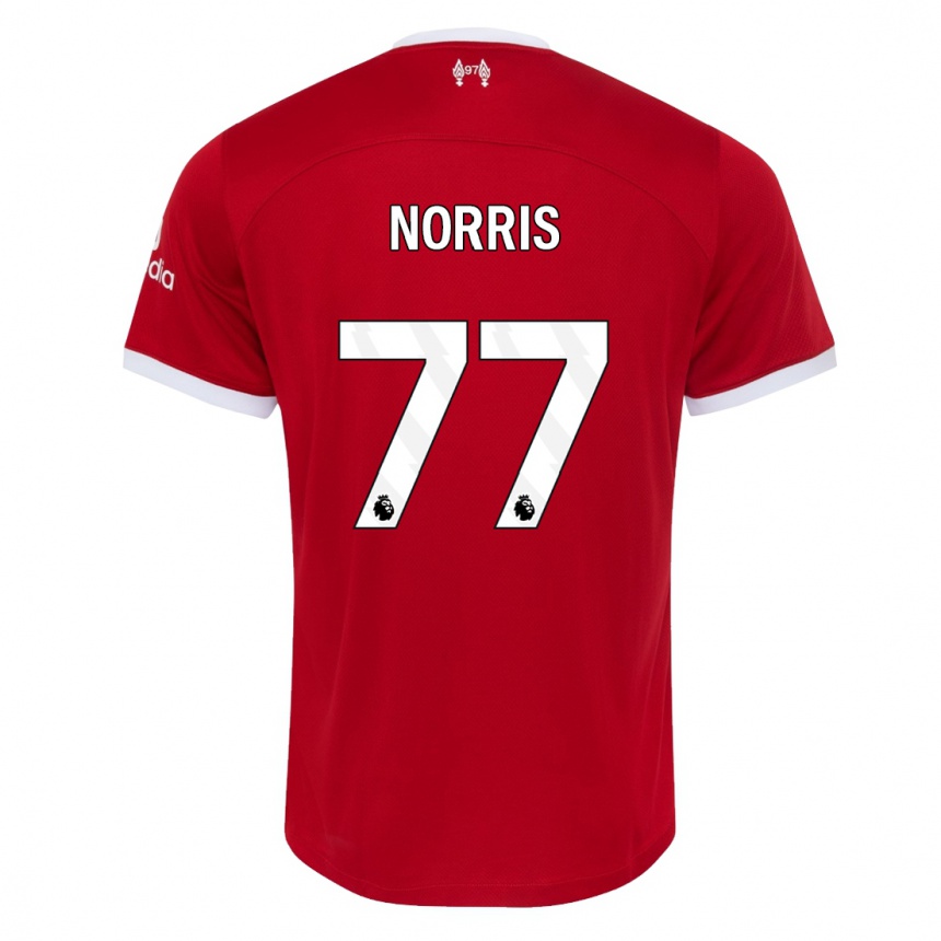 キッズフットボールジェームズノリス#77赤ホームシャツ2023/24ジャージーユニフォーム