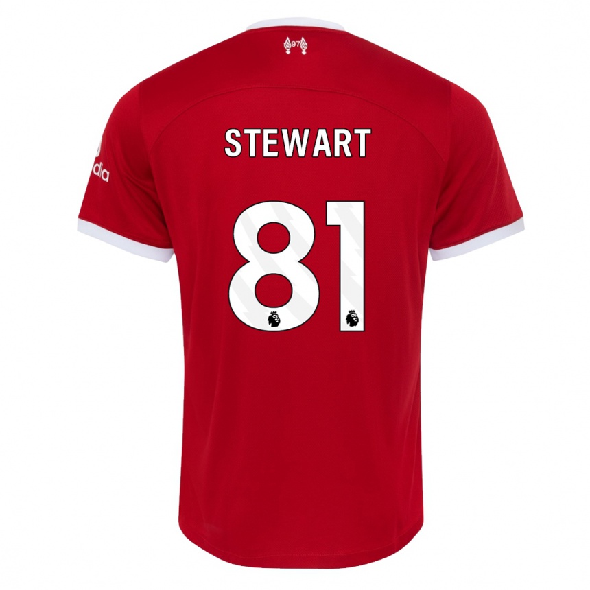 キッズフットボールレイトン・スチュワート#81赤ホームシャツ2023/24ジャージーユニフォーム