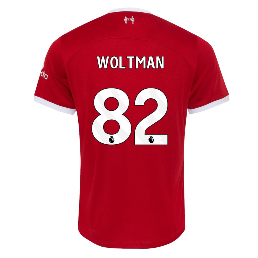 キッズフットボールマックス・ウォルトマン#82赤ホームシャツ2023/24ジャージーユニフォーム