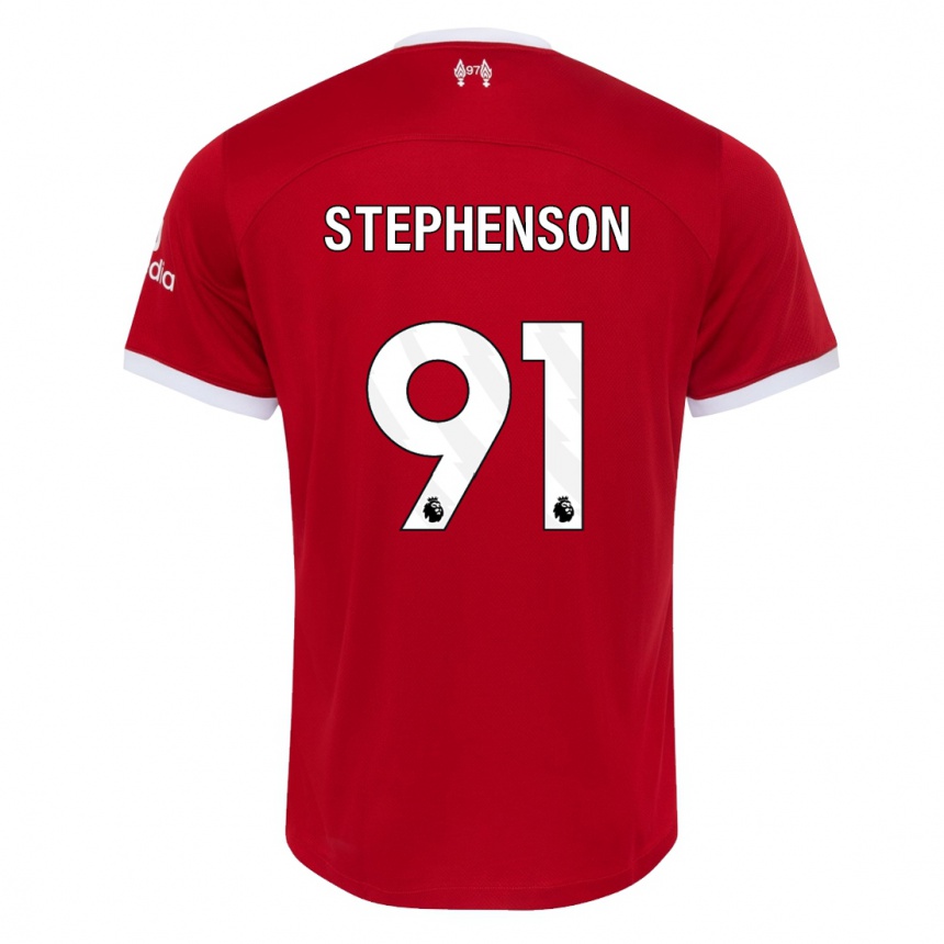 キッズフットボールルカ・ステファンソン#91赤ホームシャツ2023/24ジャージーユニフォーム