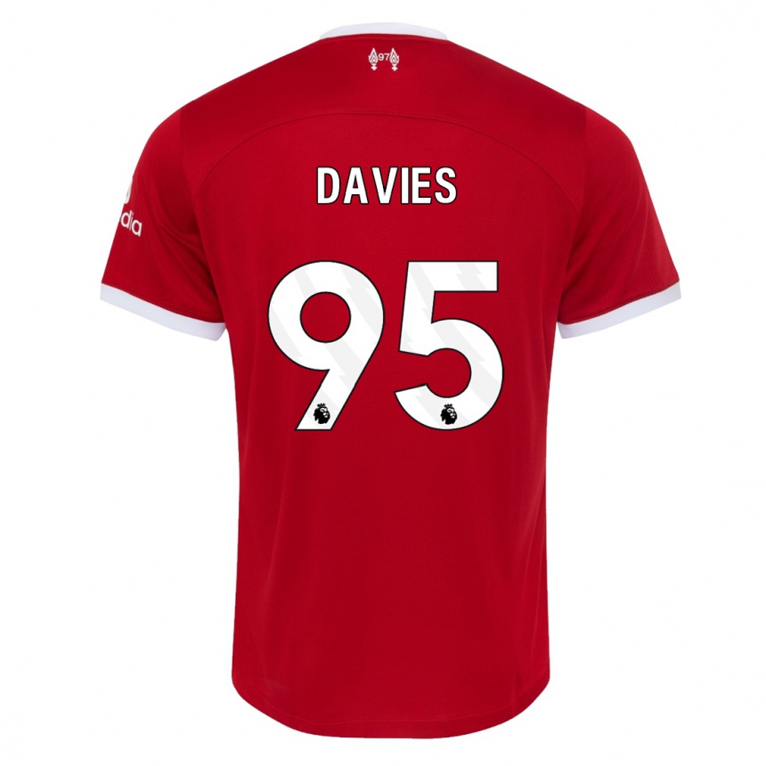 キッズフットボールハーベイ・デイビス#95赤ホームシャツ2023/24ジャージーユニフォーム
