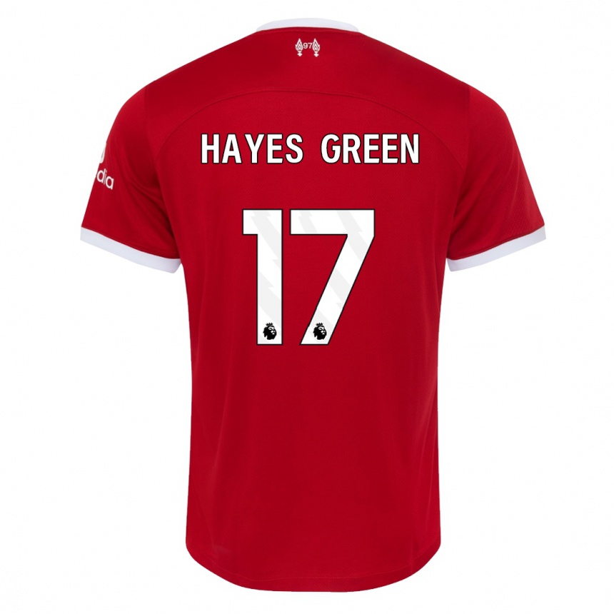 キッズフットボールチャーリーヘイズグリーン#17赤ホームシャツ2023/24ジャージーユニフォーム