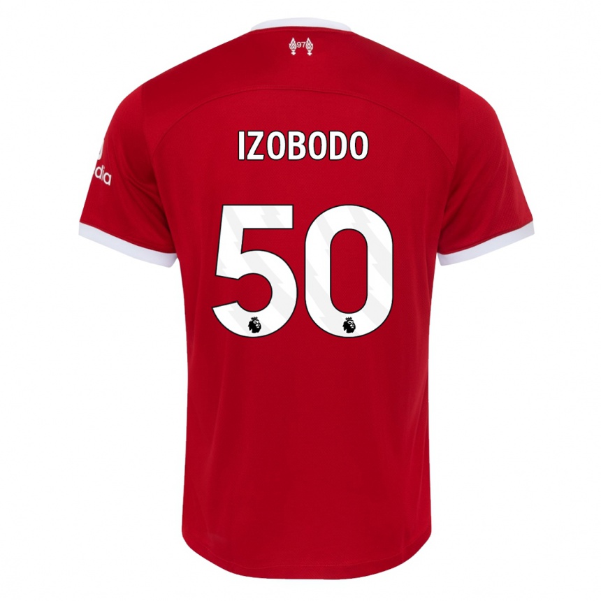 キッズフットボールエリヤ・イソボド・ジョン#50赤ホームシャツ2023/24ジャージーユニフォーム