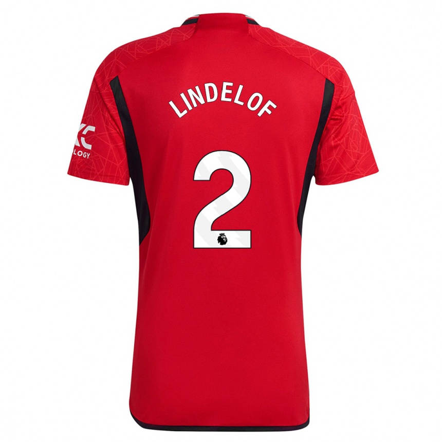 キッズフットボールヴィクトル・リンデレフ#2赤ホームシャツ2023/24ジャージーユニフォーム