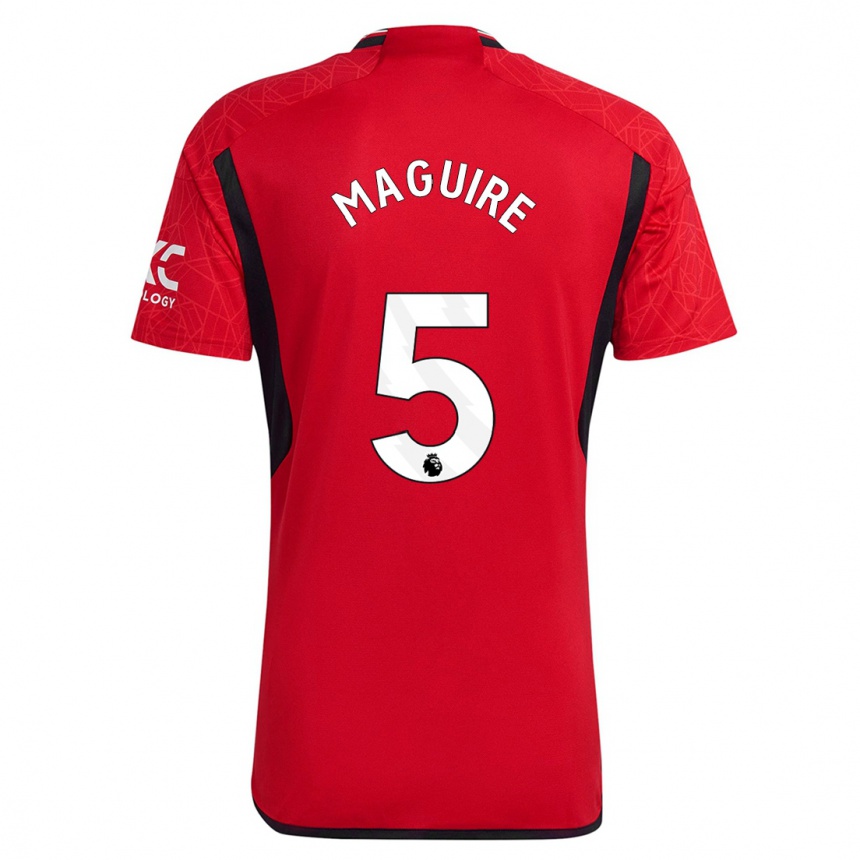 キッズフットボールハリー・マグワイア#5赤ホームシャツ2023/24ジャージーユニフォーム