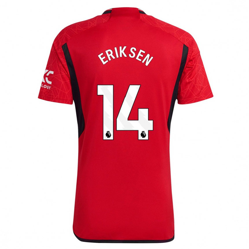 キッズフットボールクリスティアン・エリクセン#14赤ホームシャツ2023/24ジャージーユニフォーム