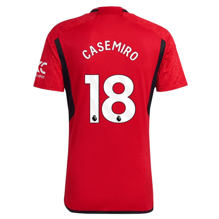 キッズフットボールカゼミーロ#18赤ホームシャツ2023/24ジャージーユニフォーム