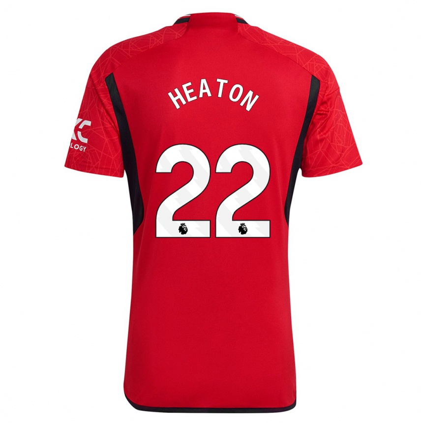 キッズフットボールトム・ヒートン#22赤ホームシャツ2023/24ジャージーユニフォーム