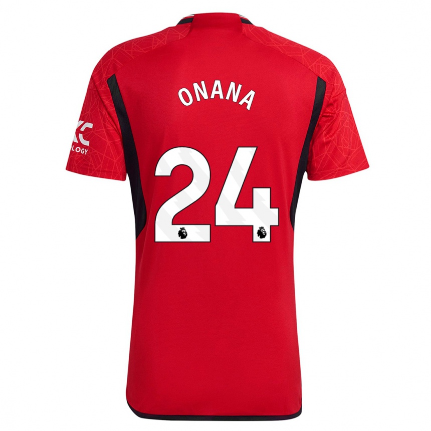 キッズフットボールアンドレ・オナナ#24赤ホームシャツ2023/24ジャージーユニフォーム