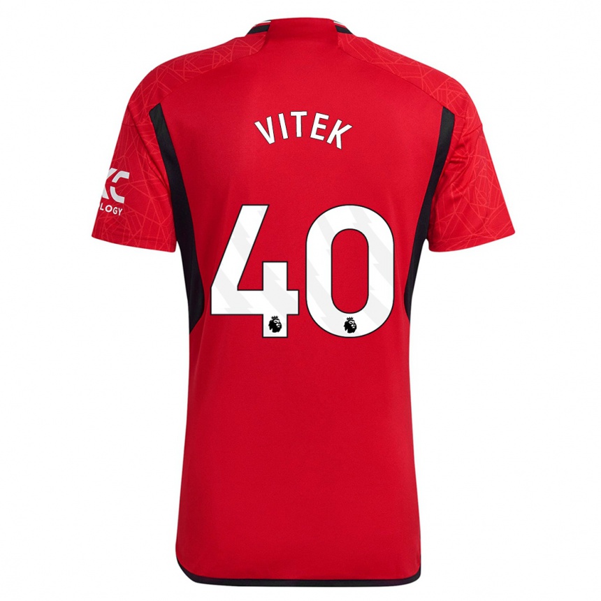 キッズフットボールラデク・ヴィテック#40赤ホームシャツ2023/24ジャージーユニフォーム