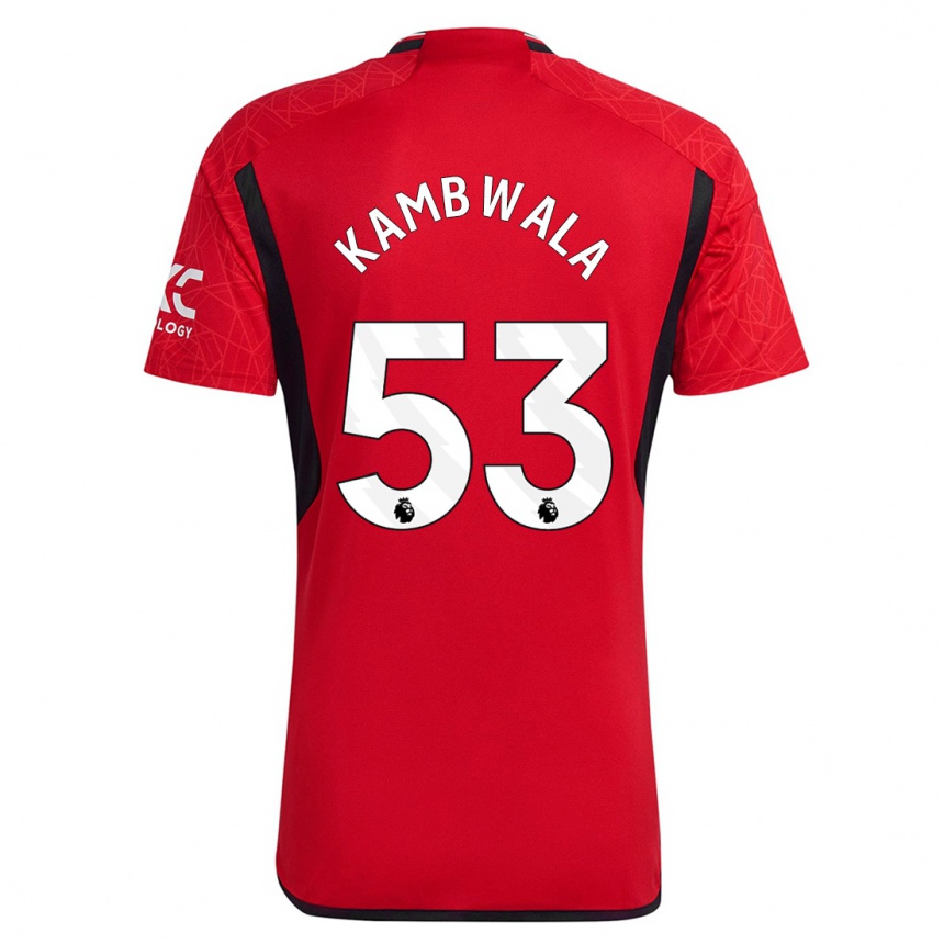 キッズフットボールウィリーカンブワラ#53赤ホームシャツ2023/24ジャージーユニフォーム