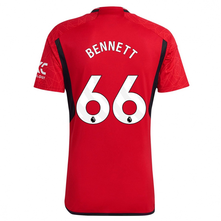 キッズフットボールリース・ベネット#66赤ホームシャツ2023/24ジャージーユニフォーム