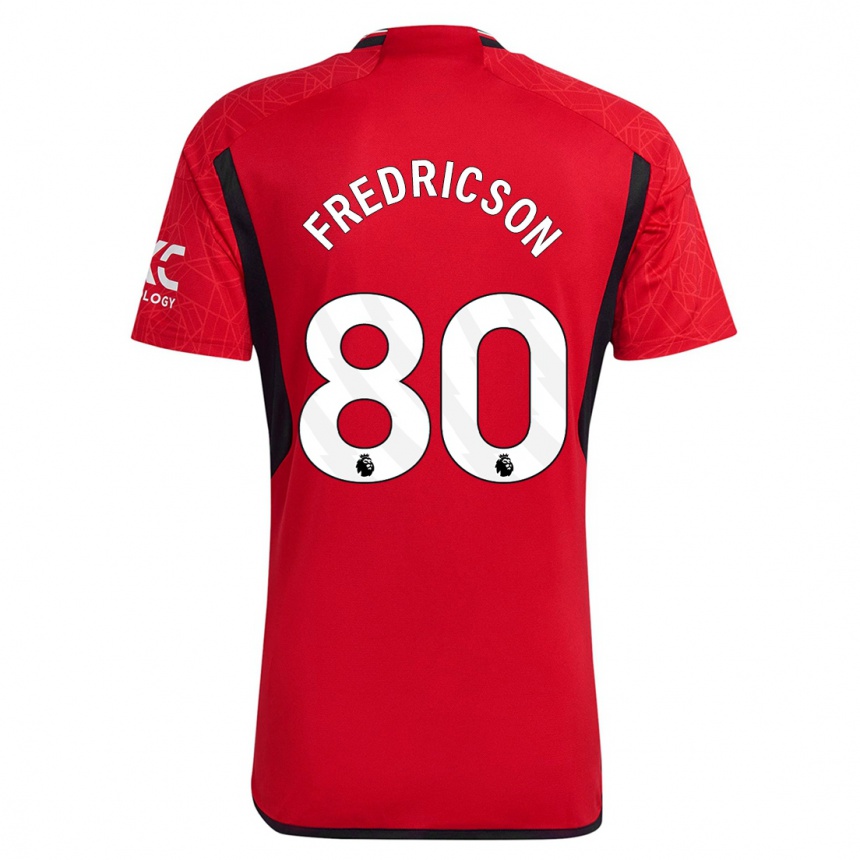 キッズフットボールタイラー・フレデリクソン#80赤ホームシャツ2023/24ジャージーユニフォーム
