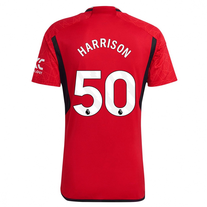 キッズフットボールイライ・ハリソン#50赤ホームシャツ2023/24ジャージーユニフォーム