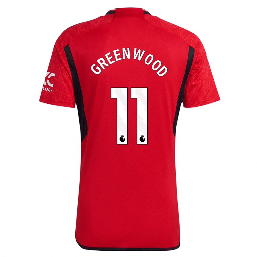 キッズフットボールメイソン・グリーンウッド#11赤ホームシャツ2023/24ジャージーユニフォーム