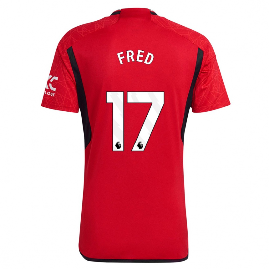 キッズフットボールフレッド#17赤ホームシャツ2023/24ジャージーユニフォーム