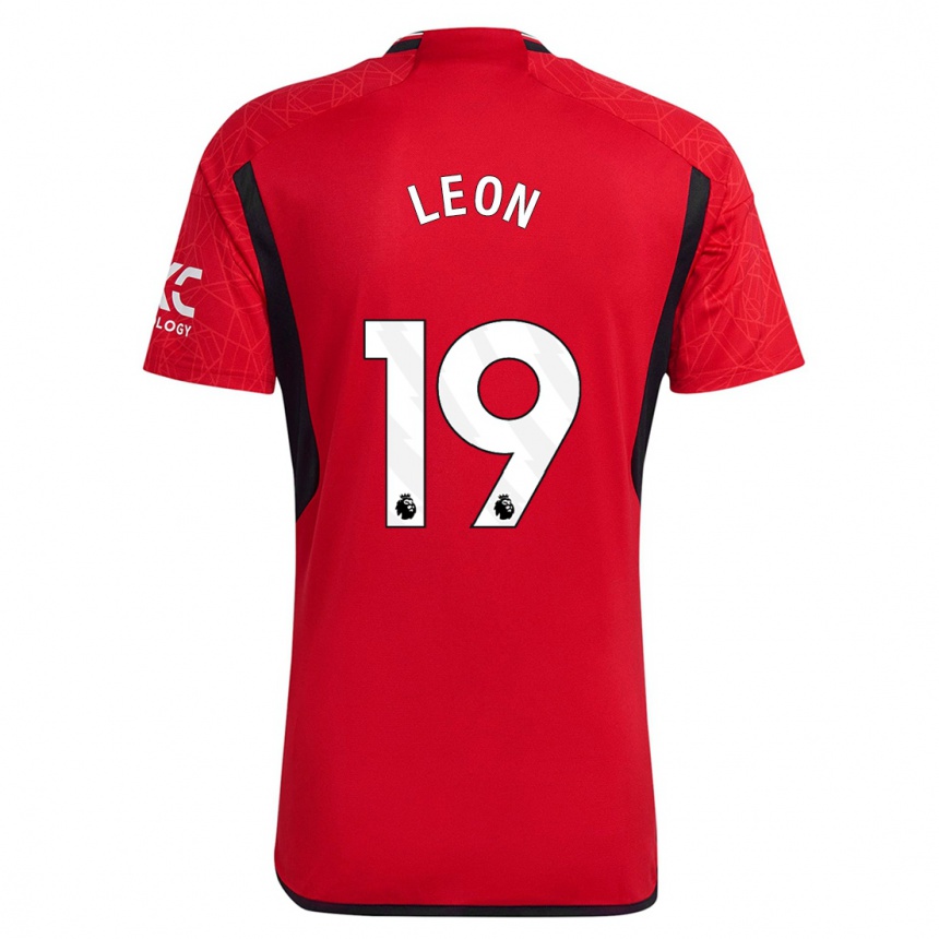 キッズフットボールアドリアナ・レオン#19赤ホームシャツ2023/24ジャージーユニフォーム