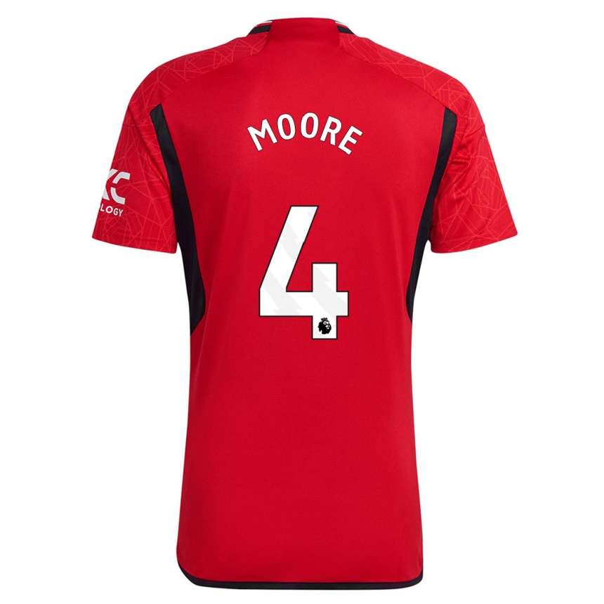 キッズフットボールジェイド・ムーア#4赤ホームシャツ2023/24ジャージーユニフォーム